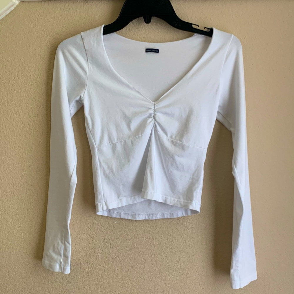 Brandy Melville white long sleeve crop top